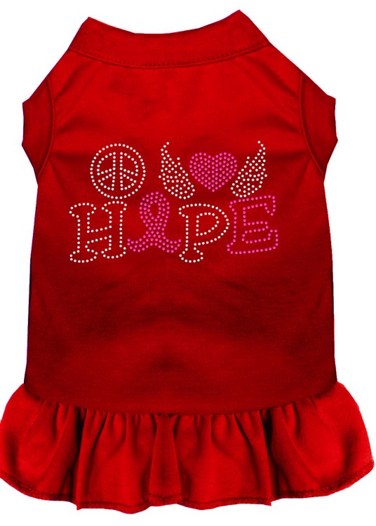 Peace Love Hope Breast Cancer Rhinestone Pet Dress Red Sm